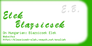 elek blazsicsek business card